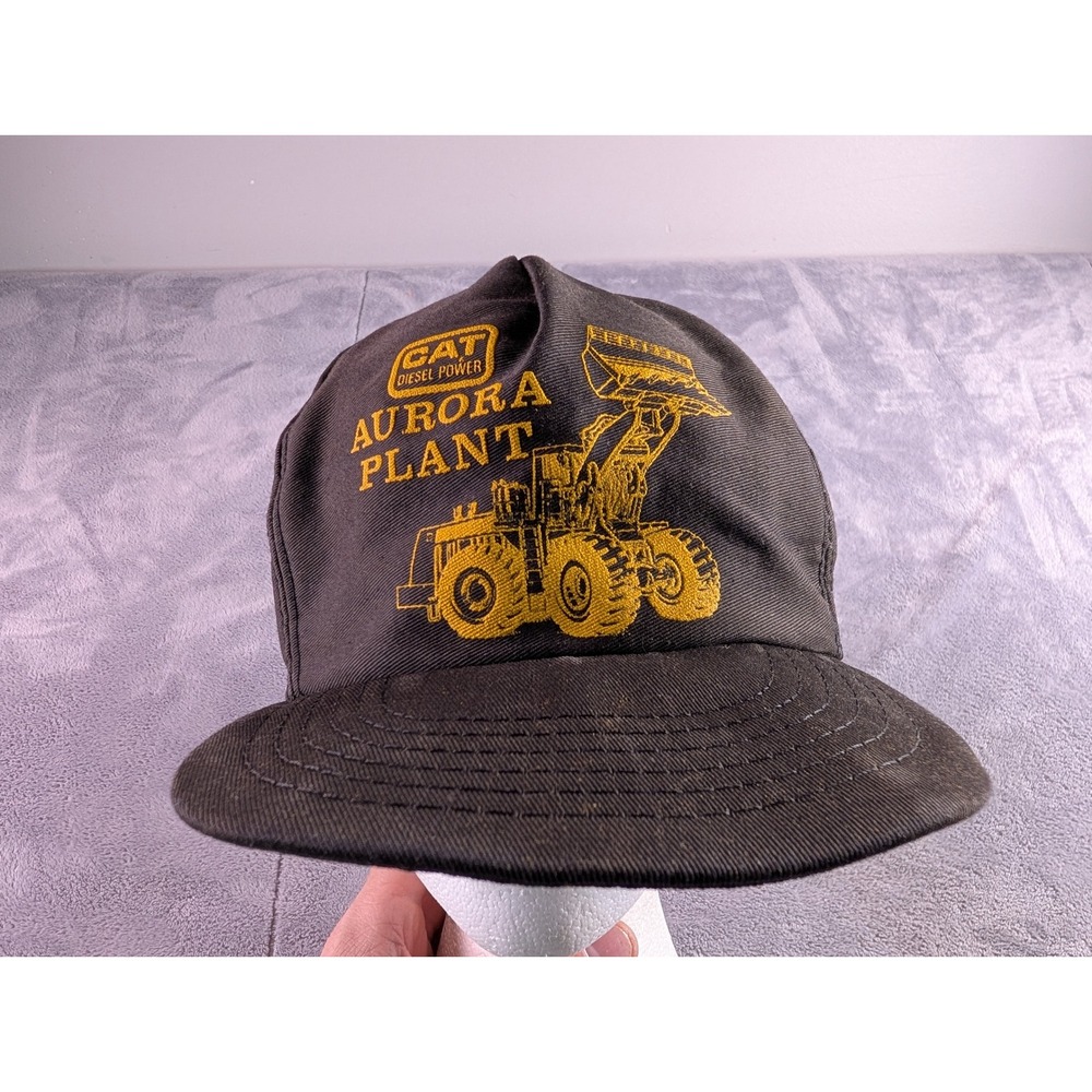 Vintage Caterpillar CAT Diesel Power Aurora Plant Loader Snapback Hat Black